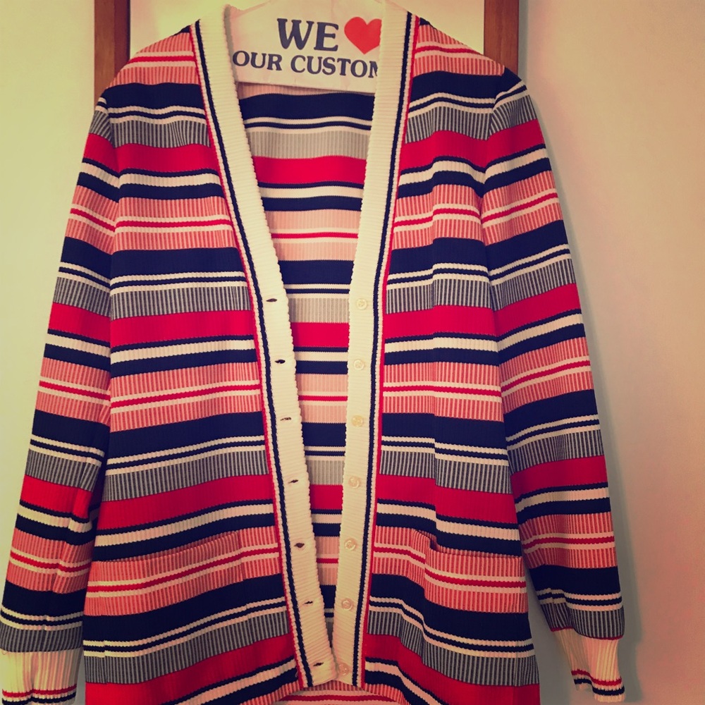 Vintage 70s red white & blue sweater (with dress)